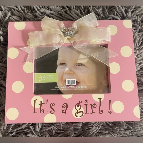 Green Tree Gallery Other Its A Girl Baby Picture Frame 6x4 Pink And Off White Polka Dot